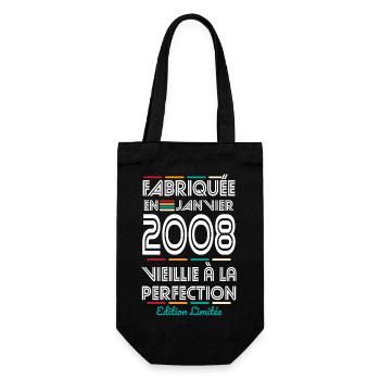 18th Birthday - Made in January 2008 - Gift Bag for Bottles - black - Front
