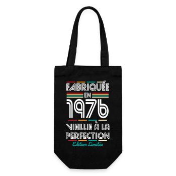 1976 – Hergestellt – Perfekt gereift - Geschenkbeutel für Flaschen - Schwarz - Vorne