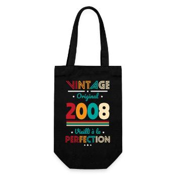 2008 – Vintage – Aged to perfection - Gift Bag for Bottles - black - Front