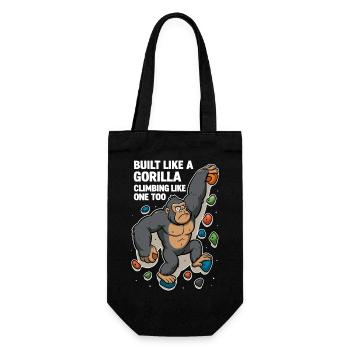 Bouldern lustig – Gorilla Cartoon Kletter Shirt - Geschenkbeutel für Flaschen - Schwarz - Vorne