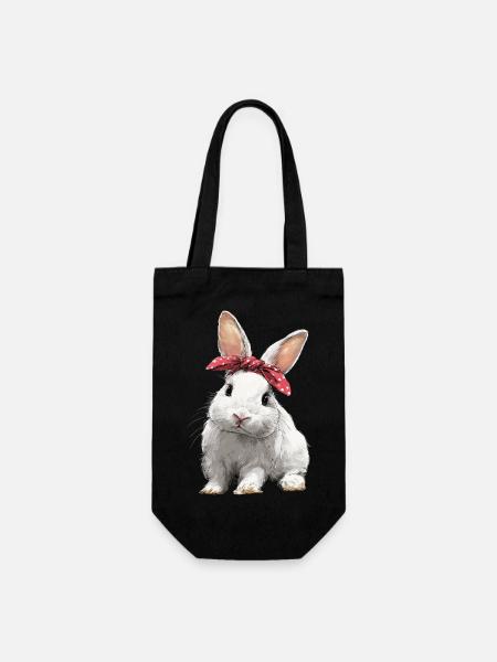 Hase Kaninchen Schleife - Geschenkbeutel für Flaschen - Schwarz