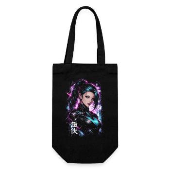 Femme Héroïne cyberpunk néon violet - Sac à bouteille - noir - Devant