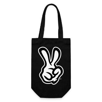 Victory Hand Signals (Right Hand / NEG / 2C) - Gift Bag for Bottles - black - Front