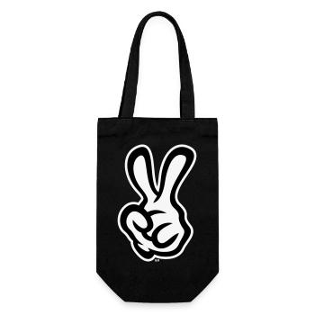Victory Hand Signals (Left Hand / NEG / 2C) - Gift Bag for Bottles - black - Front