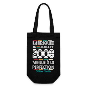 Anniversaire 18 ans - Fabriquée en Juillet 2008 - Sac à bouteille - noir - Devant