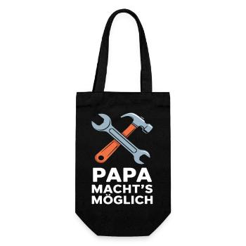 Papa Macht's Möglich Handwerker Spruch Väter - Geschenkbeutel für Flaschen - Schwarz - Vorne