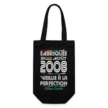 Anniversaire 18 ans - Fabriquée en Août 2008 - Sac à bouteille - noir - Devant
