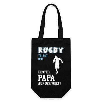 Rugby Bester Papa Vater Vatertag Geburtstag - Geschenkbeutel für Flaschen - Schwarz - Vorne