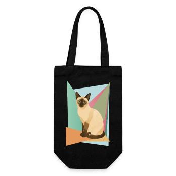 Elegant Siamese cat in geometry style - Gift Bag for Bottles - black - Front