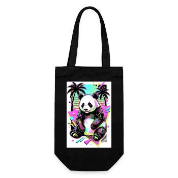 Panda - Geschenkbeutel für Flaschen - Schwarz - Vorne