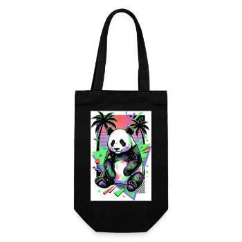 Panda - Geschenkbeutel für Flaschen - Schwarz - Vorne