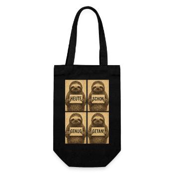 Sloth Panels Heute Schon Genug Getan - Geschenkbeutel für Flaschen - Schwarz - Vorne