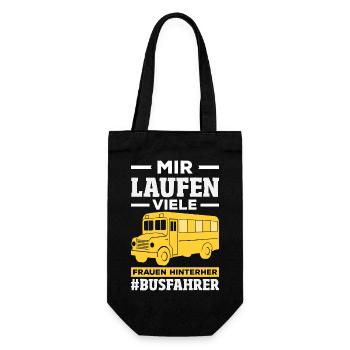 Busfahrer Frauen Hinterher Spruch - Geschenkbeutel für Flaschen - Schwarz - Vorne