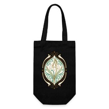 Jugendstil Iris Ornament - Geschenkbeutel für Flaschen - Schwarz - Vorne