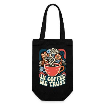 In Coffee We Trust Retro Kaffee - Geschenkbeutel für Flaschen - Schwarz - Vorne