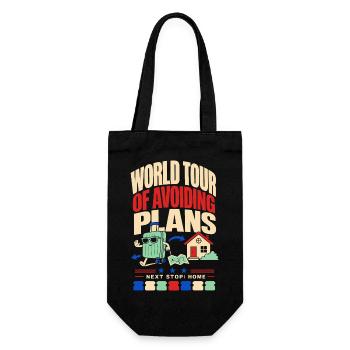 World tour without plans – Next stop at home - Gift Bag for Bottles - black - Front