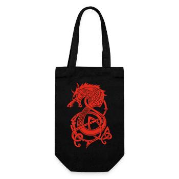 Dragon-loup viking (rouge) - Sac à bouteille - noir - Devant