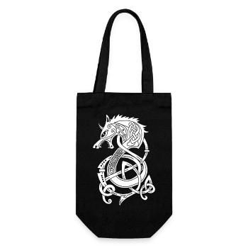 Viking Wolf Dragon (White) - Gift Bag for Bottles - black - Front