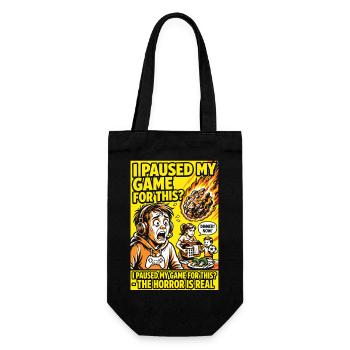 I Paused My Game – Gamer Eltern Horror Humor - Geschenkbeutel für Flaschen - Schwarz - Vorne