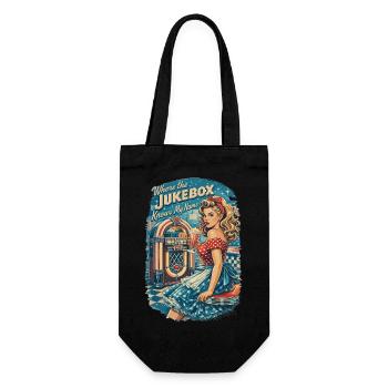 Rockabilly Pin-Up Girl: 50s Diner & Jukebox - Geschenkbeutel für Flaschen - Schwarz - Vorne