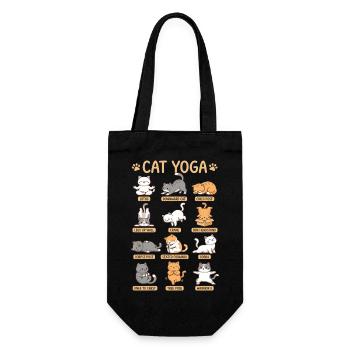 Cat Yoga Katze Yoga Posen Lustiges Katzen Motiv - Geschenkbeutel für Flaschen - Schwarz - Vorne