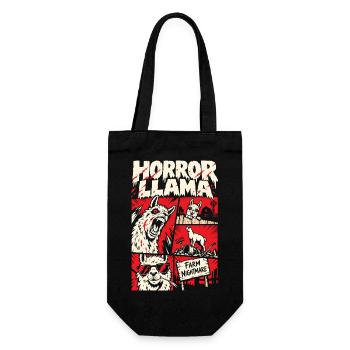 Horror-Lama – Farm Nightmare Comic - Geschenkbeutel für Flaschen - Schwarz - Vorne