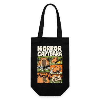 Horror Capybara – Chill Till Chaos Comic - Geschenkbeutel für Flaschen - Schwarz - Vorne