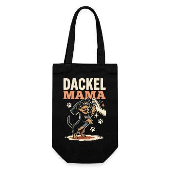 Dackel Mama Pfoten High Five Hundeliebe Spruch - Geschenkbeutel für Flaschen - Schwarz - Vorne