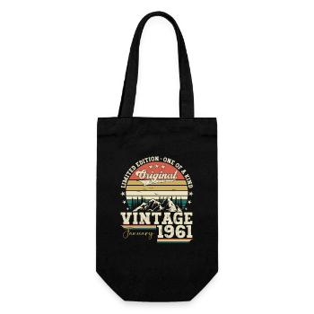 Born 1961 January 62nd birthday gift man - Gift Bag for Bottles - black - Front