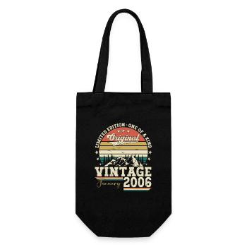Born 2006 January 17th birthday Gift man - Gift Bag for Bottles - black - Front