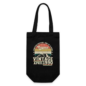 33rd Birthday Man Original April Vintage 1990 - Gift Bag for Bottles - black - Front