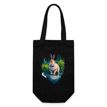 Beautiful illustration of a rabbit - Gift Bag for Bottles - black - Front