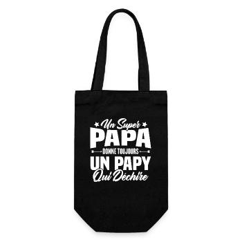 Un super papa donne toujours un papy qui déchire - Sac à bouteille - noir - Devant