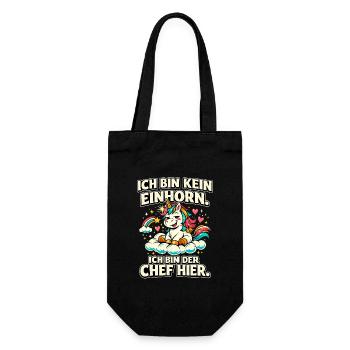 Ich bin kein Einhorn Chef hier - Geschenkbeutel für Flaschen - Schwarz - Vorne