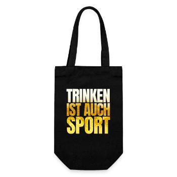 Trinken ist auch Sport - Geschenkbeutel für Flaschen - Schwarz - Vorne