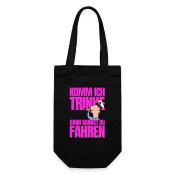 Komm ich trinke dann kannst du fahren - Geschenkbeutel für Flaschen - Schwarz - Vorne
