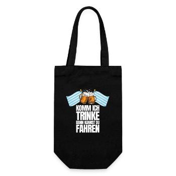 Komm ich trinke dann kannst du fahren - Geschenkbeutel für Flaschen - Schwarz - Vorne