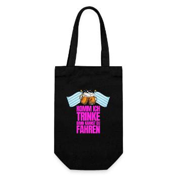 Komm ich trinke dann kannst du fahren - Geschenkbeutel für Flaschen - Schwarz - Vorne