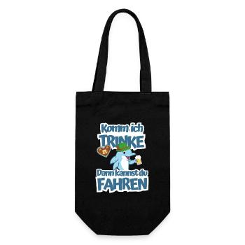 Komm ich trinke dann kannst du fahren - Geschenkbeutel für Flaschen - Schwarz - Vorne