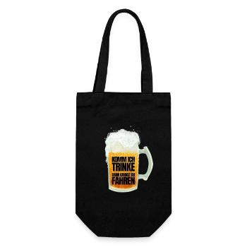 Komm ich trinke dann kannst du fahren - Geschenkbeutel für Flaschen - Schwarz - Vorne