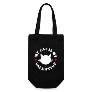 My Cat is my Valentine - Gift Bag for Bottles - black - Front