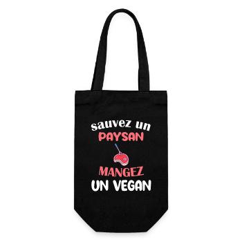 Sauvez un paysan manger un vegan t-shirt - Sac à bouteille - noir - Devant