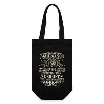 Geburtstagsgeschenk Geboren 1965 58 Jahre - Geschenkbeutel für Flaschen - Schwarz - Vorne