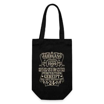 Geburtstagsgeschenk Geboren 1999 24 Jahre - Geschenkbeutel für Flaschen - Schwarz - Vorne