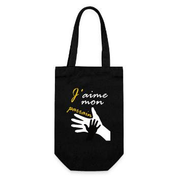 J'aime mon parrain t-shirt filleul baptême cadeau - Sac à bouteille - noir - Devant