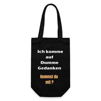 Ich komme auf Dumme Gedanken, Kommst du mit Lustig - Geschenkbeutel für Flaschen - Schwarz - Vorne