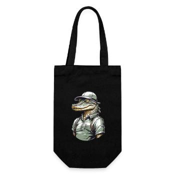 Crocodile Golfer Aesthetic Golfer Streetwear - Gift Bag for Bottles - black - Front