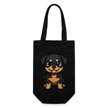 Rottweiler Hund Comic Niedlich - Geschenkbeutel für Flaschen - Schwarz - Vorne