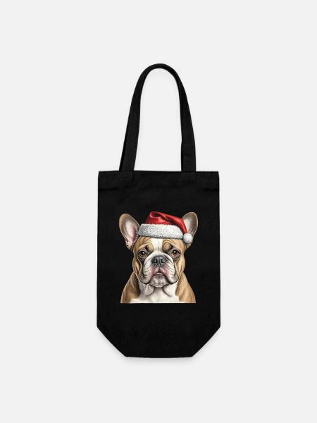 Christmas bulldog - Gift Bag for Bottles - black