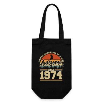 Vintage 1974 Birthday - Awesome since 1974 - Gift Bag for Bottles - black - Front